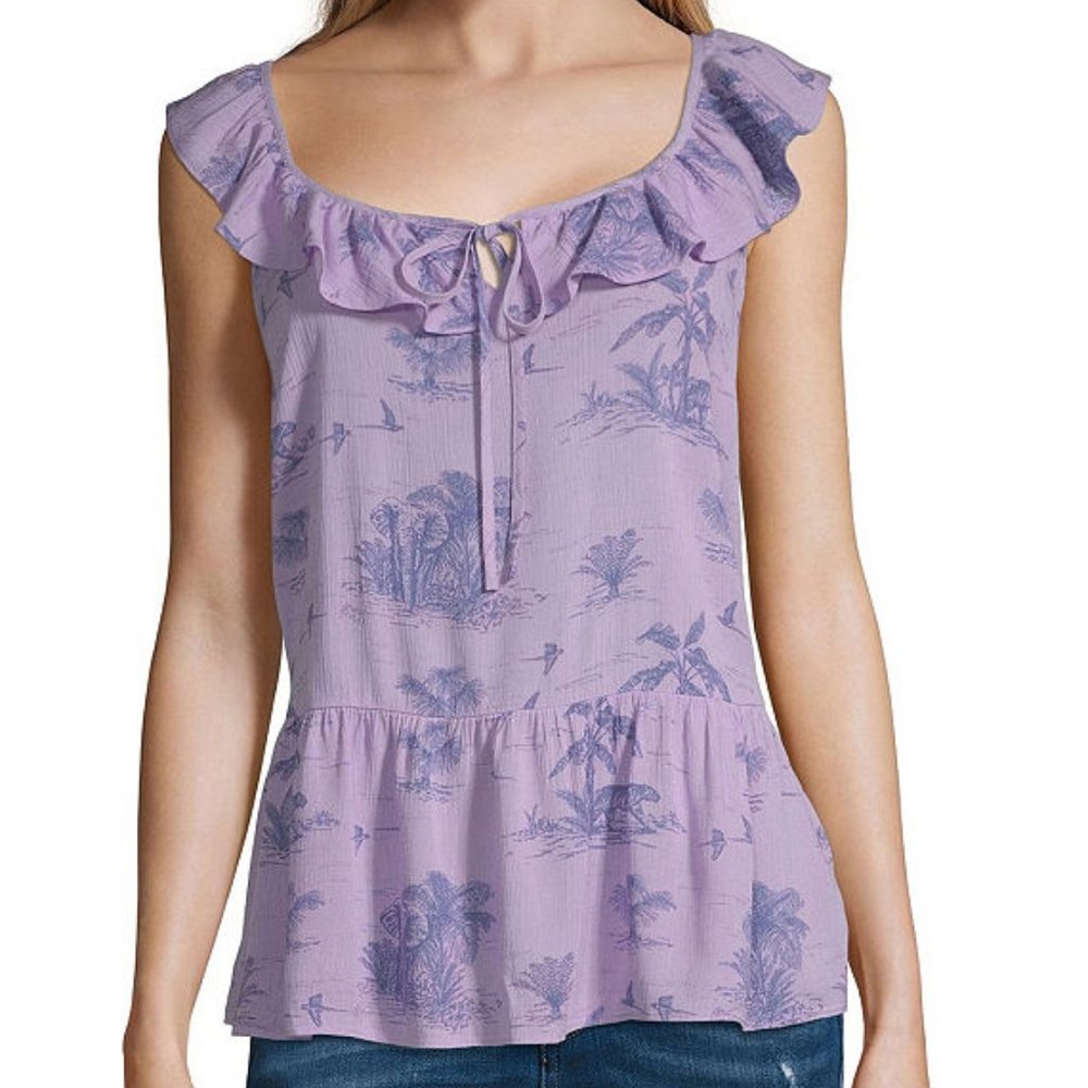 a.n.a Ruffled Top Shirt Boat Neck